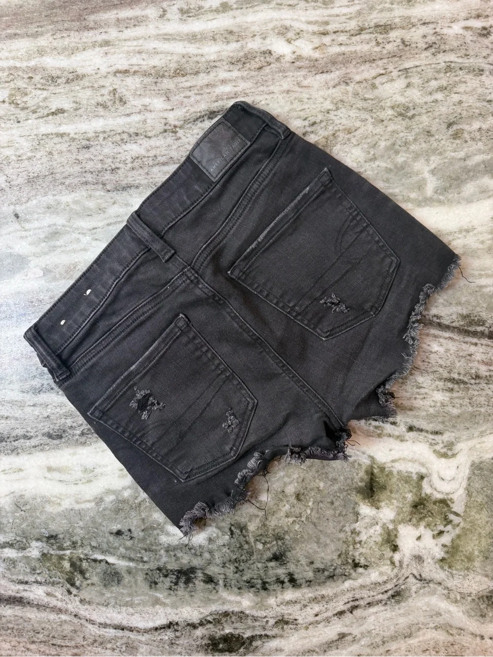 American Eagle Outfitters Black Distressed Cutoff Jean Short “High-Rise Shortie”